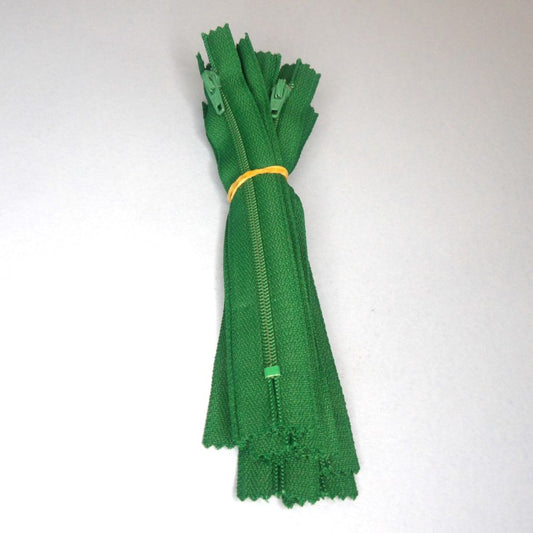 10 Emerald Green Closed End Zips  Size  13cm 5 inch Clearance
