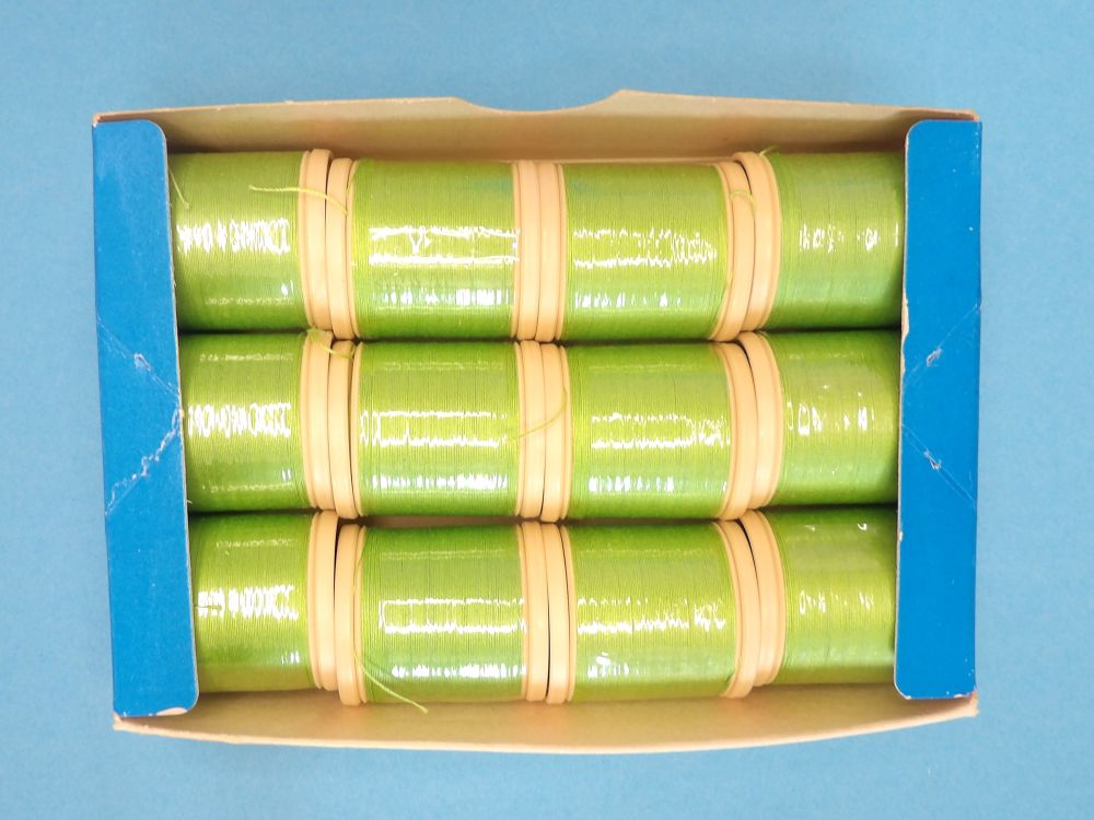 12 Reels of Colour 297 Lime Green Sylko Mercerised Cotton Machine Thread  91 Metres / 100 yards Tootal Brand clearance