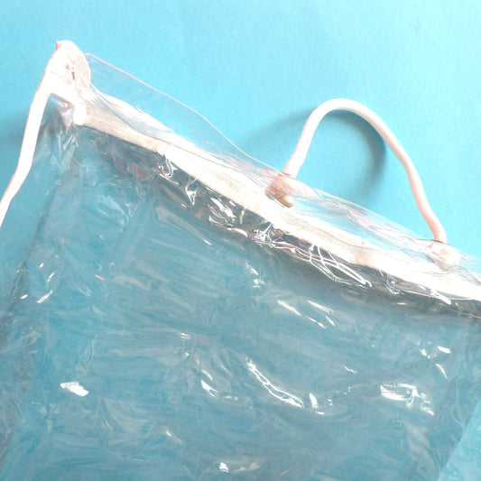 10 Large Clear Zipped Storage Bags For Packing Clothing Bedding Laundry Bags With White Thick Cord Handle And White Binding on edges  43 x 36 x 12cm /  17 inch x 14 inch x 5 inch Clearance