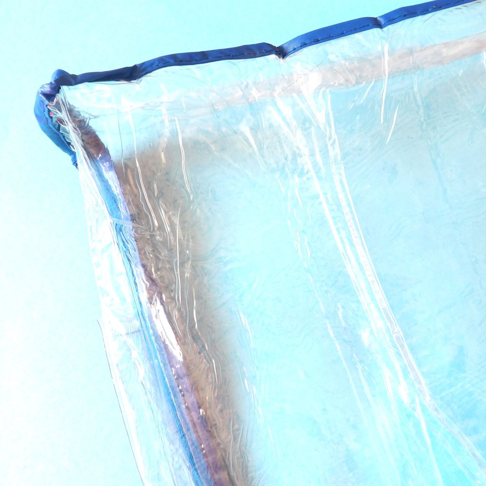 10 Medium Clear Zipped Storage Bags For Packing With Royal Blue Binding on edges  38 x 36 x 10cm /  15 inch x 14 inch x 4 inch Clearance