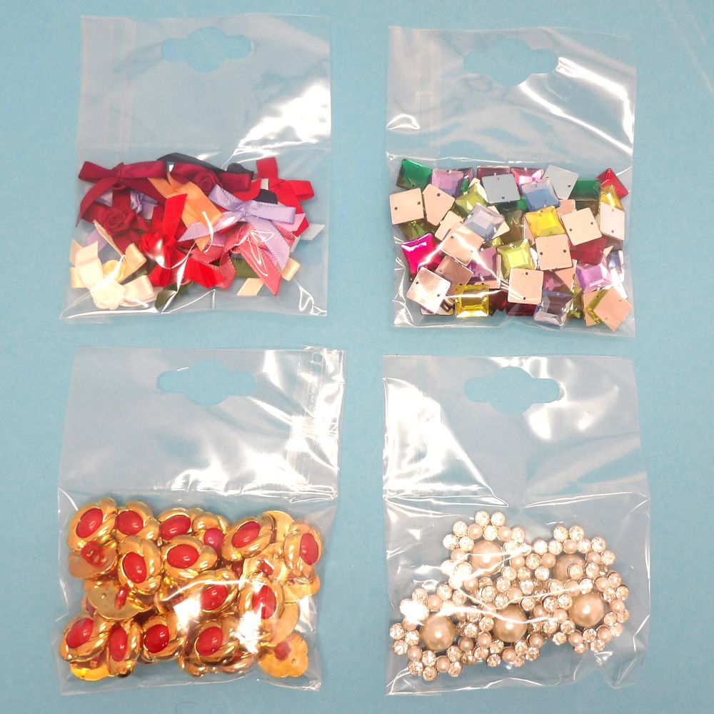 250 Small Clear Cellophane Retail Display Bags With Hanging Slot Size 9cm X 7cm [ total size 11cm x 12cmm ] Clearance