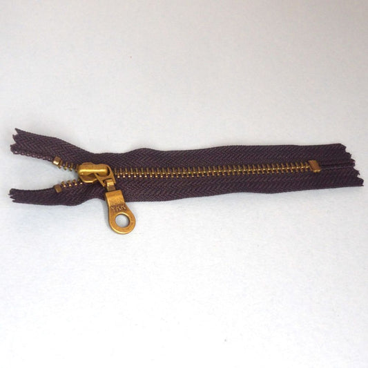 10 Dark Navy Closed End Zips with Old Gold Metal Teeth Size 13cm / 5 inch Clearance