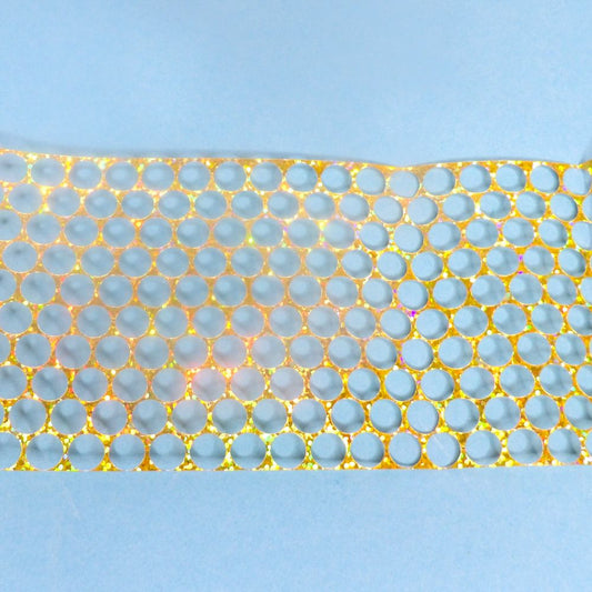 10 Meters Of Holographic Gold Punchinella  Sequin Waste 80mm Wide With 8mm Holes Clearance