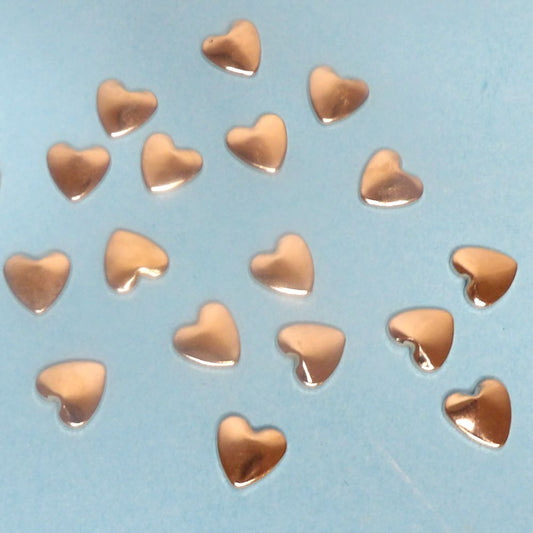 100 Silver Colour Metallic Stud Type Hotfix Iron On Hearts Size 9mm X 10mm Clearance
