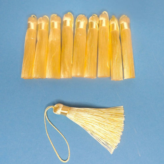 100 Lemon Colour Silky Tassels Size Without The Loop 75mm / 3 inch Clearance