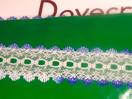 44 Metre Card Of Knitting In Lace BLUE MIX 32mm wide Dovecraft Brand Clearance