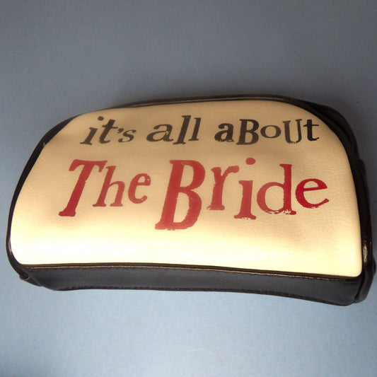 Only One Lot Of 4 Wedding Day Make Up Bags With ' It's All About The Bride ' Design Ivory/Black Leatherette  Size 16cm x 12cm x 6cm