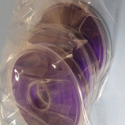Only One lot Of 3 Dark Purple x 25 metre Reel Of 6mm Double Satin Ribbon Clearance