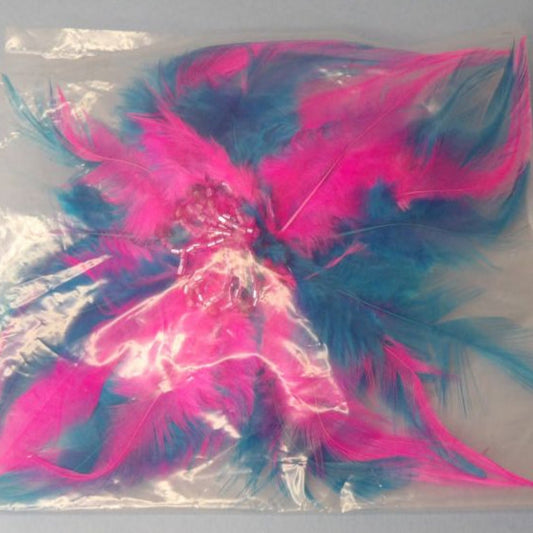 Only One Lot Of 18 Cerise With Turquoise Feather type brooches with beads 16cm