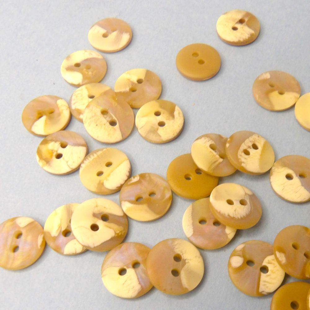100 Fawn / Ivory 2 Hole Buttons With Light Multi Colour Shine Design Size 13mm Clearance