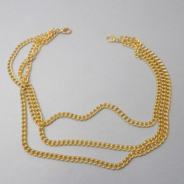 Gold Colour Trim With Three 4mm Chains With Two 8mm x 15mm Fasteners 42cm Long Clearance
