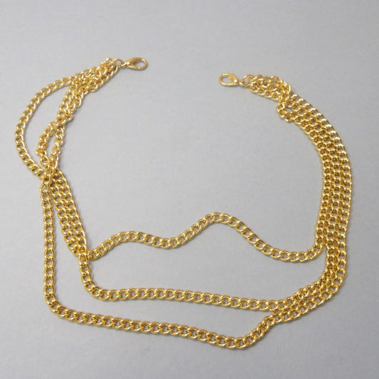 Gold Colour Trim With Three 4mm Chains With Two 8mm x 15mm Fasteners 42cm Long Clearance