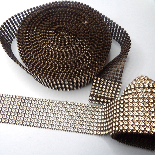 Only One Lot Of  6.5 + 2.5 Metres Of Black/ Silver Plastic Diamante Effect Ribbon 8 Rows 40mm Wide