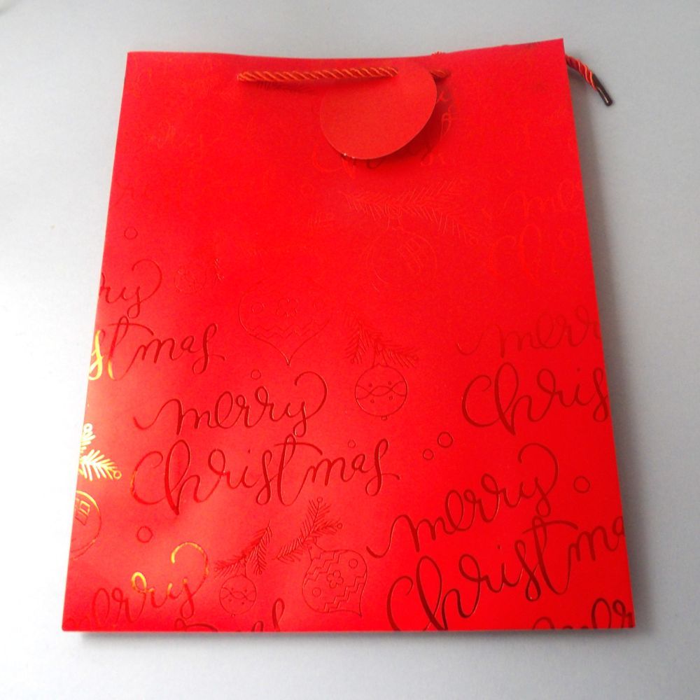 Seasons Greetings Red Gift Bags Size 26cm x 32cm x 10cm