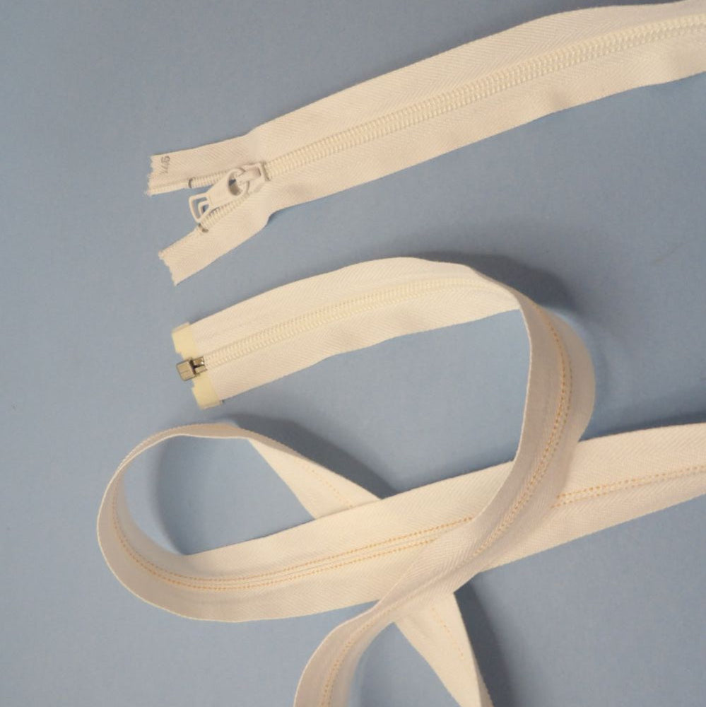 Extra Long Light Ivory Reversible Nylon Open End Zip With Two Pulls Size 146cm / 57 Inches Clearance