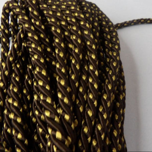 Only One 25 metres of black and moss green variegated thick twist satin cord 7mm wide loose in a bag