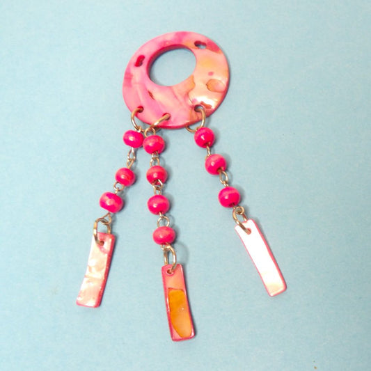 10 Pink Mother Of Pearl Trims With beads 4cm x 8cm clearance