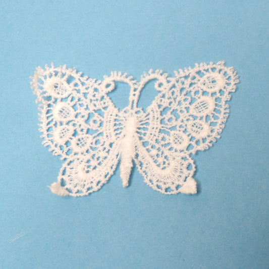 10 White Delicate Guipure Lace Butterfly Sew On Motifs 7cm x 5cm Clearance