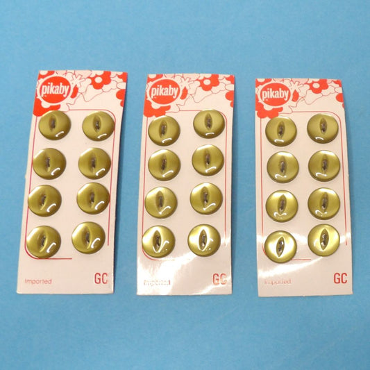 10 Cards of 8 Olive Green Fish Eye 2 hole buttons 13mm clearance Pikaby Brand Vintage