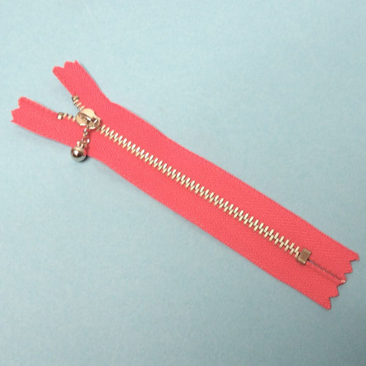 10 Bright Pink Closed End Zips With Silver Colour Metal Teeth  And Fancy Ball Pull size 12cm Clearance