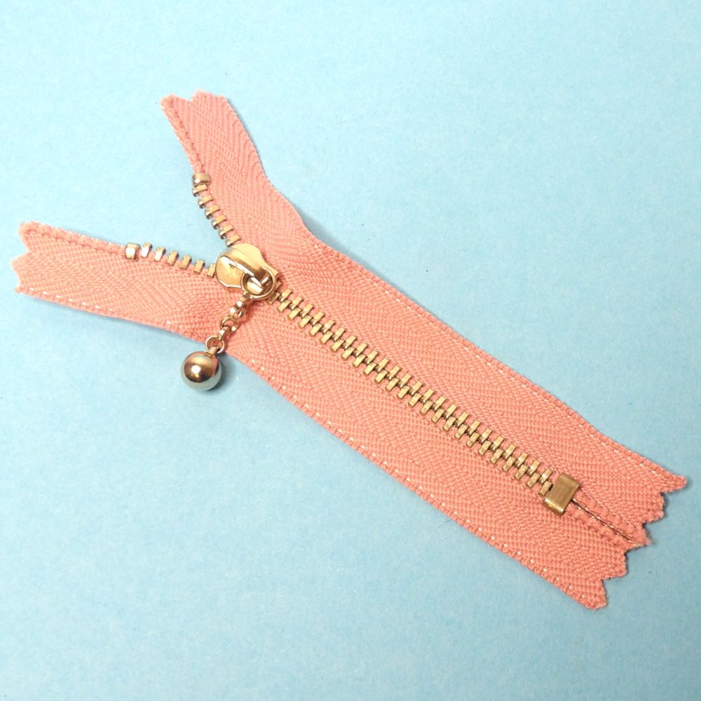 10 Pink Closed End Zips With Silver Colour Metal Teeth  And Fancy Ball Pull size 8.5cm Clearance