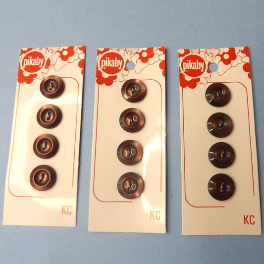 10 Cards of 4 Shiny  Dark Brown  Colour Two \Hole Buttons Size 14mm clearance Pikaby Brand Vintage