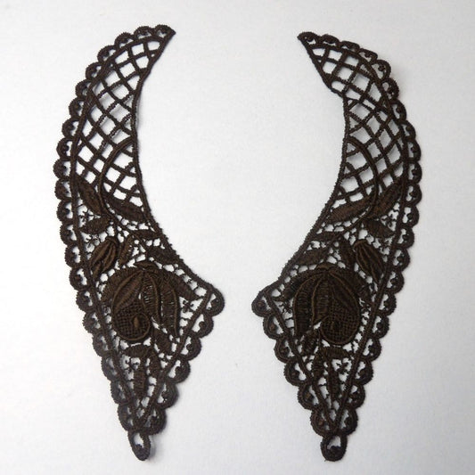 10 Pairs Of Black Lace Collars Guipure Type 25cm x 8cm Each Side Clearance
