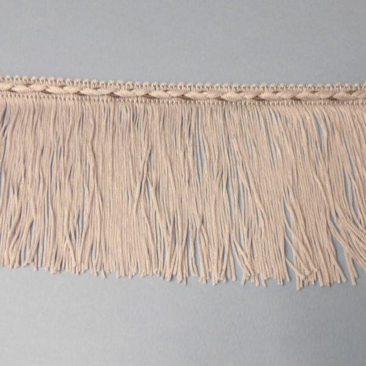 5 Metres Of Light Grey 10cm / 4 inch Silky Fringing With 10mm Braid