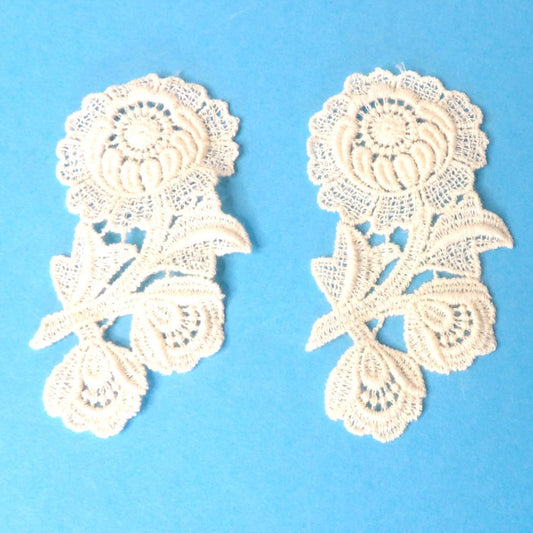 20 Cream Guipure Lace Flower Sew On Motifs Size 100mm x 55mm Clearance