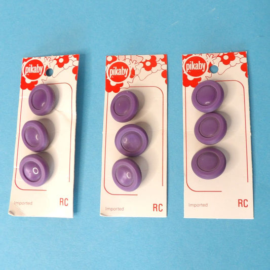 10 Cards of 3 Purple Colour Shank Buttons Size 17mm clearance Pikaby Brand Vintage