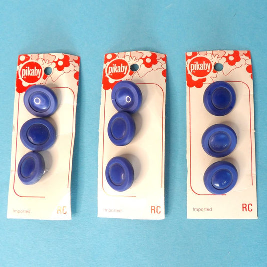 10 Cards of 3 Royal Blue Colour Shank Buttons Size 20mm clearance Pikaby Brand Vintage
