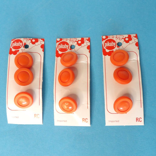 10 Cards of 3 Orange Colour Shank Buttons Size 17mm clearance Pikaby Brand Vintage