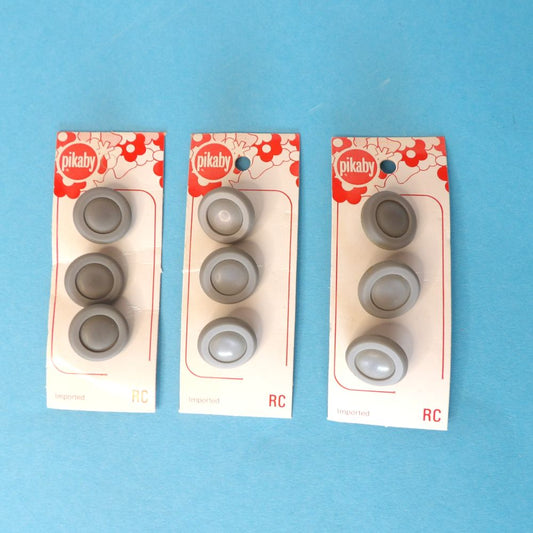 10 Cards of 3  Grey Colour Shank Buttons Size 17mm clearance Pikaby Brand Vintage