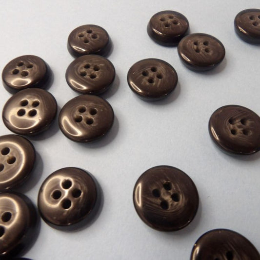 Only One Lot Of 312 Black With dark Grey Centre 5mm Thick Shiny 4 Hole Buttons In 4 Sizes