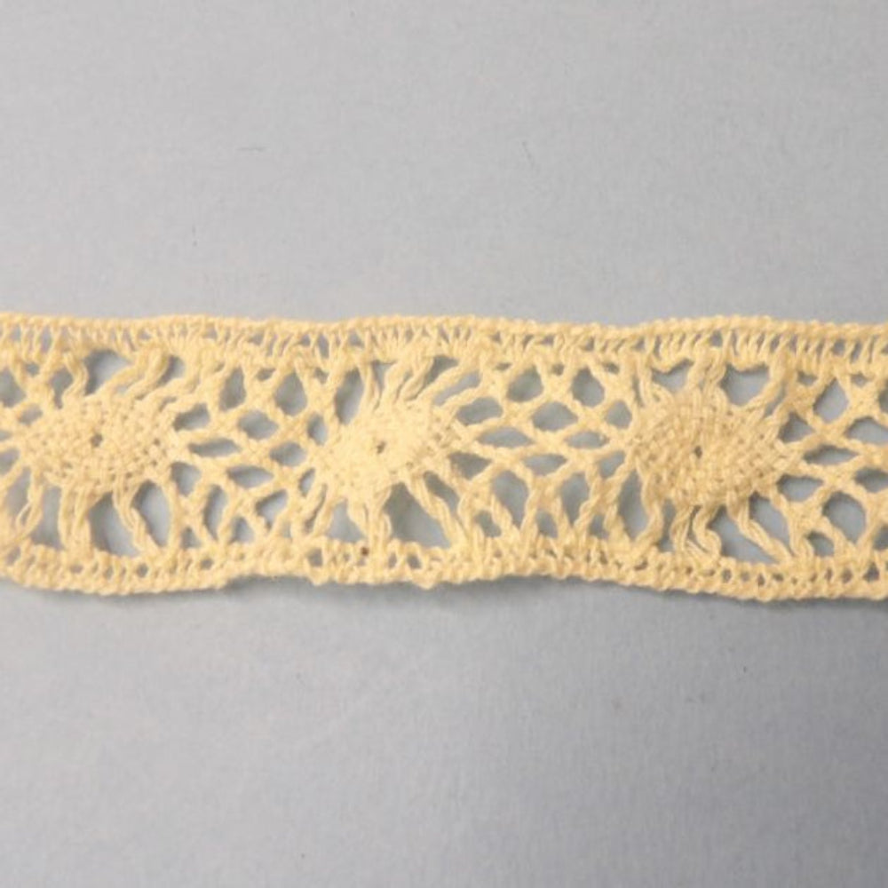 Only One  8  + 4 + 2 Metres Of Cream Cotton Type Lace With Straight Edges 34mm Loose In A Bag Clearance