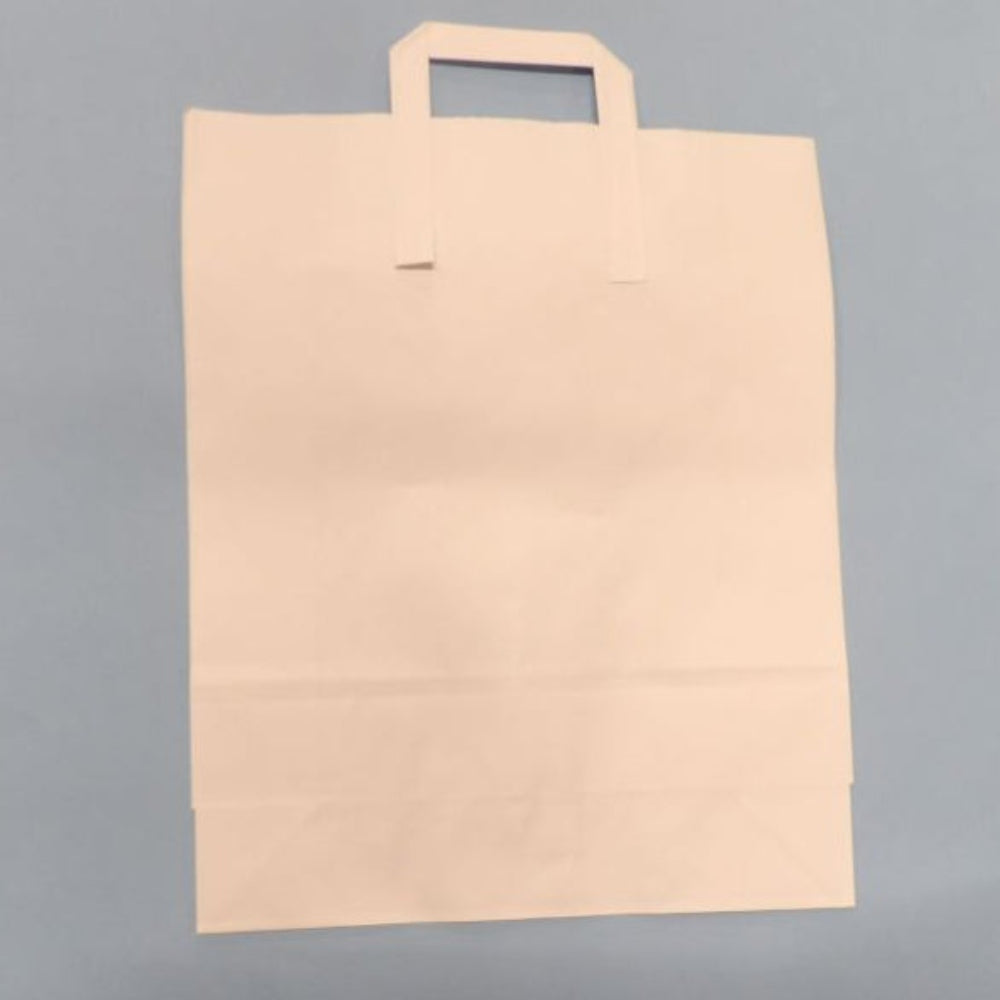 5 Large Paper White Flat Handle Carrier Bags Size 30 x 40 x 13cm