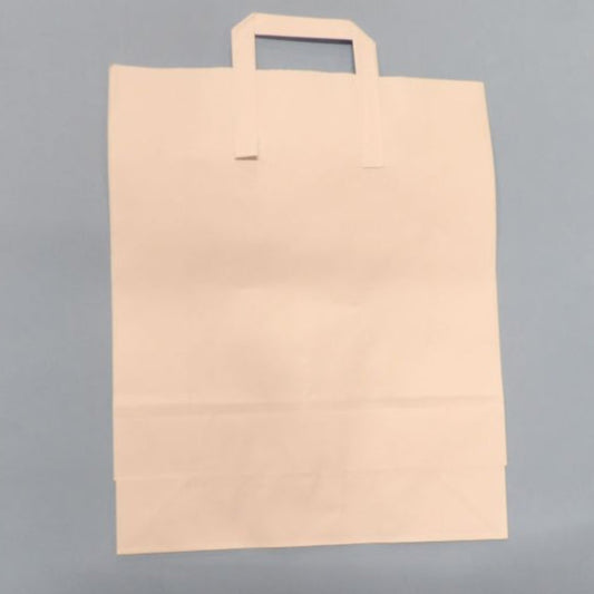 5 Large Paper White Flat Handle Carrier Bags Size 30 x 40 x 13cm