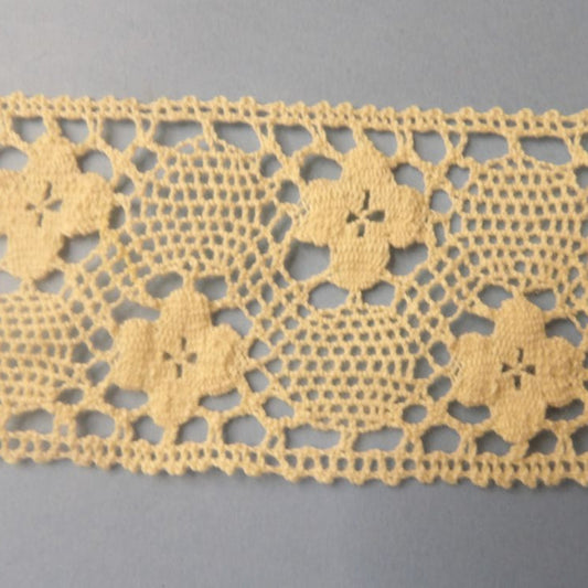 Only One  6  + 4 + 3 + 2.5 + 2 + 2 + 1.5 + 1.5 + 1.5 + 1.5 + 1.5 + 1.5 + 1 Metres Of Cream Cotton Type Lace With Straight Edges 75mm Wide Loose In A Bag Clearance