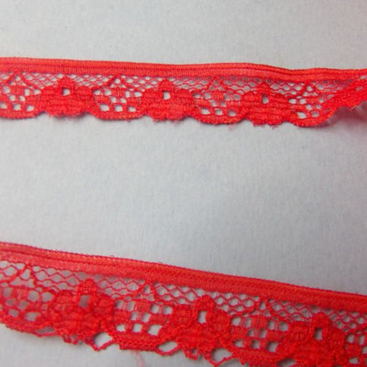 20 Metres Of Bright Red  Floral Lace 15mm Wide Loose in A Bag Clearance