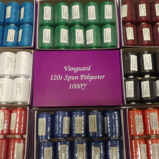10 Reels Of 915 Metres / 1000 Yards Polyester Sewing Thread 120 Normal Thickness Choice Of Colours Vanguard Brand