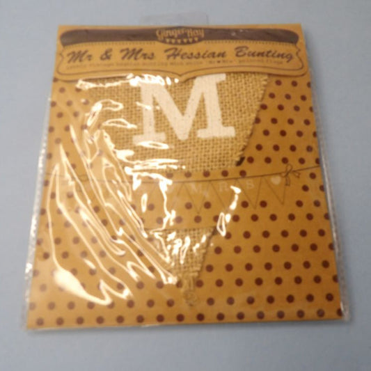 Only One Lot Of 5 Packs Of Ginger Ray Mr & Mr Hessian Bunting Ginger Ray Brand