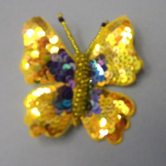 10 Gold Multi And Turquoise Sequin And Bead Brooch Butterfly's Size  6cm x 6cm Clearance