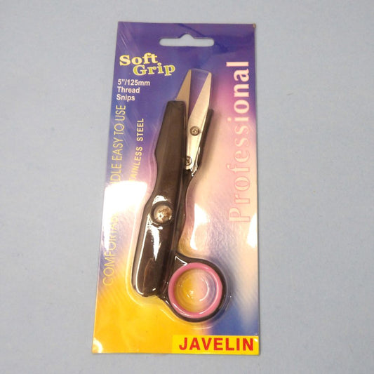 Card Of One Thread Snips 12.5cm / 5 inch With Black With Pink And finger Hole Soft Grip