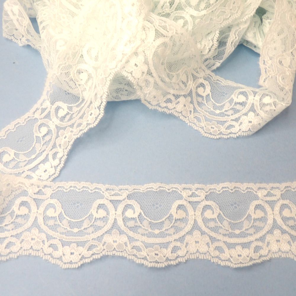 10 Metres Of Pale Turquoise Lace 52mm Wide Loose In A Bag clearance