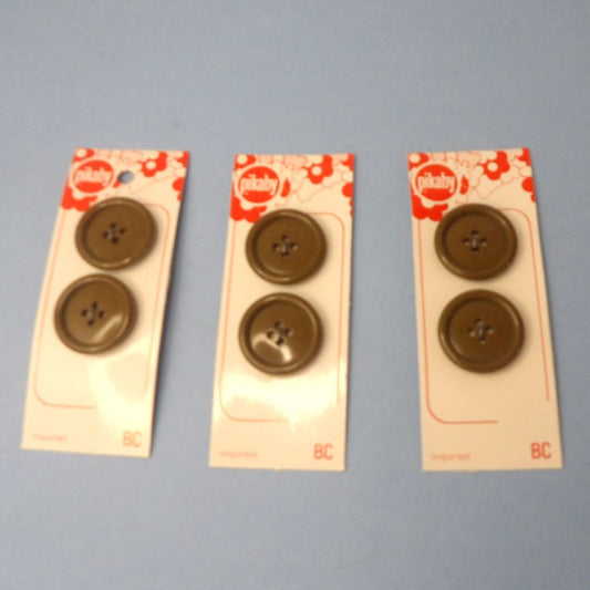 10 Cards Of Mid Brown 4 Hole Buttons With 2 On Each Card 25mm Pikaby Brand Vintage Clearance