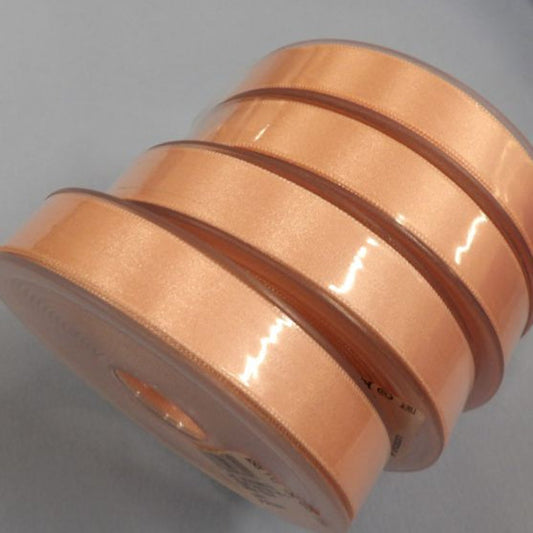 Only One lot Of 4 x Light Peach 25 metre Reels Of 15mm Double Satin Ribbon