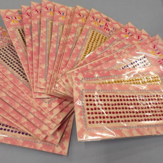 Only One Lot Of 25 Assorted Colours Gem Craft Stickers Size 2mm 175 On Each Card Clearance