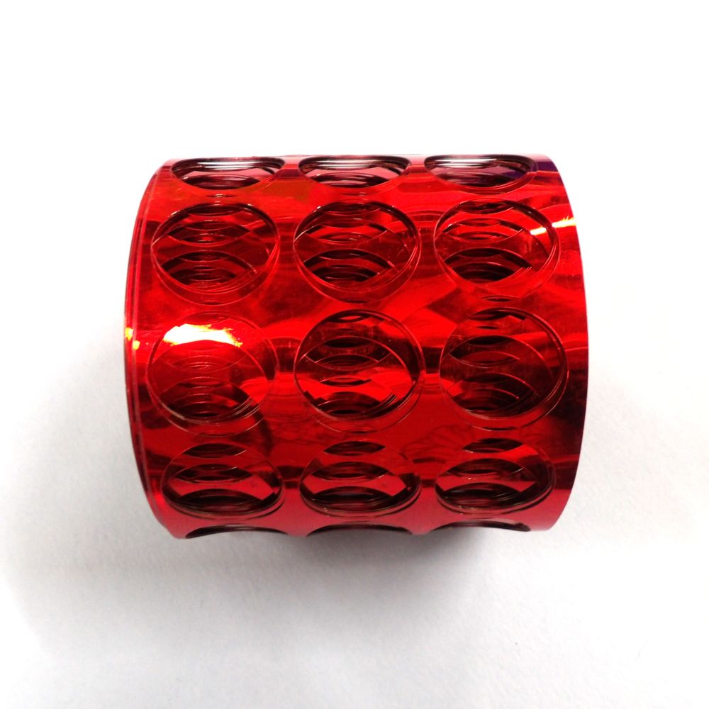 Only One Lot Of 6 x 20 Metre Reels Of Metallic Red PUNCHINELLA SEQUIN WASTE 80mm Wide With 23mm Holes Clearance