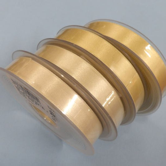 Only One lot Of 2 Pale Fawn And 2 Fawn Reels x 25 metre Reel Of 15mm Double Satin Ribbon Clearance