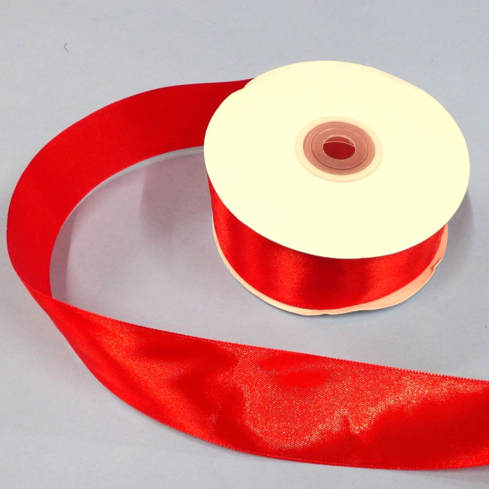 27 Metres Of Red Single Satin Christmas Type Ribbon 40mm Wide For Clearance